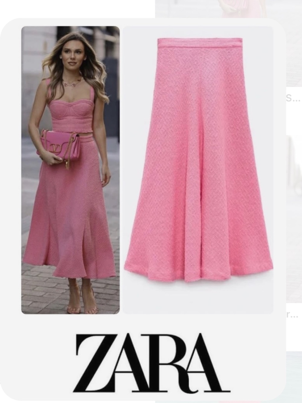 Zara Barbie Pink Textured Maxi Skirt